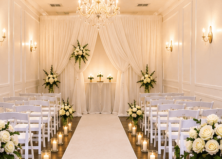 The Say Yes chapel dressed for a ceremony